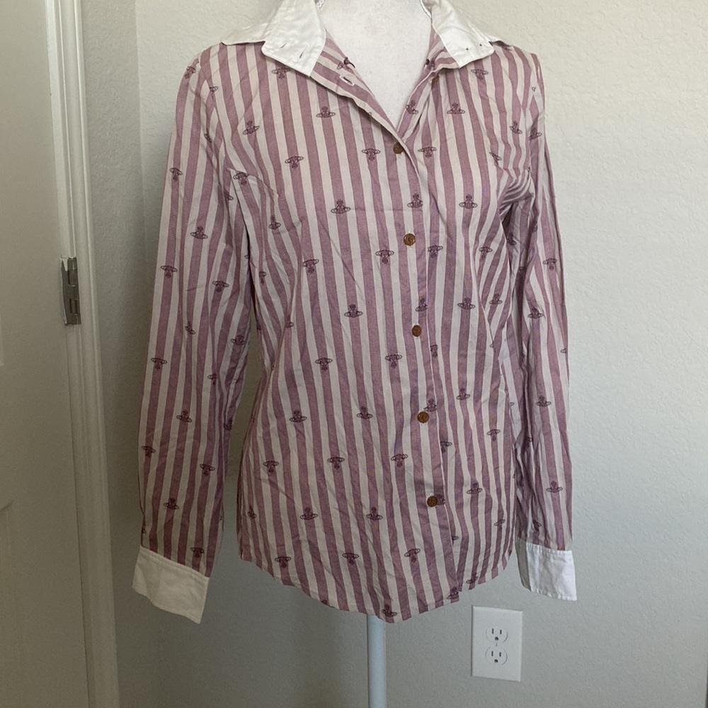Vivienne westwood pinstripe button down mauve pink purple